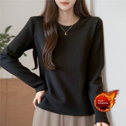 Autumn And Winter Velvet Padded Bottoming Shirt Women